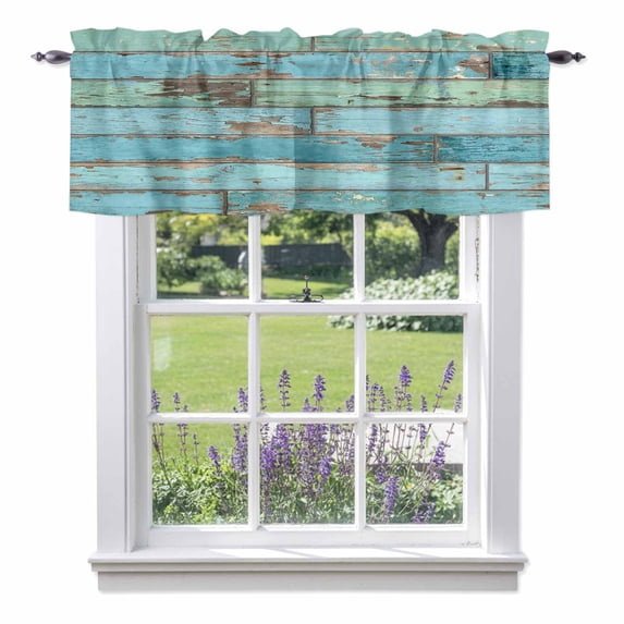 Retro Valance Curtain for Windows Farmhouse Rustic Cottagecore Nature Vintage Wood Grain Rod Pocket Curtain Valances Short Window Treatments Panels for Kitchen Bathroom Laundry Basement 60 x 18 Inch