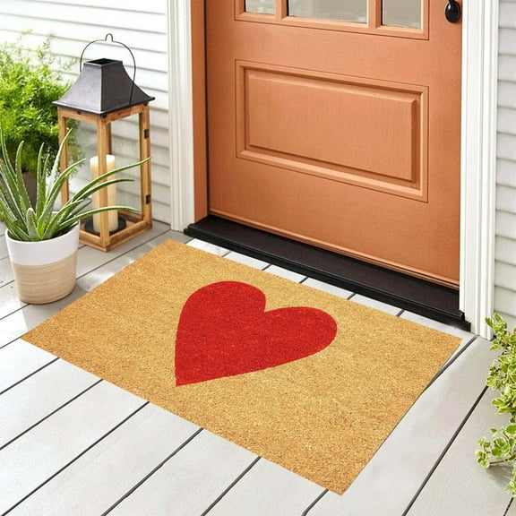 Retro Valentine's Day Welcome Floor Mat Valentines Kitchen Mat and Rug with Heart Pattern Farmhouse Doormat Valentine Entrance Door Rug Holiday Floor Decoration(Lights Red,15.75x23.62 Inch)