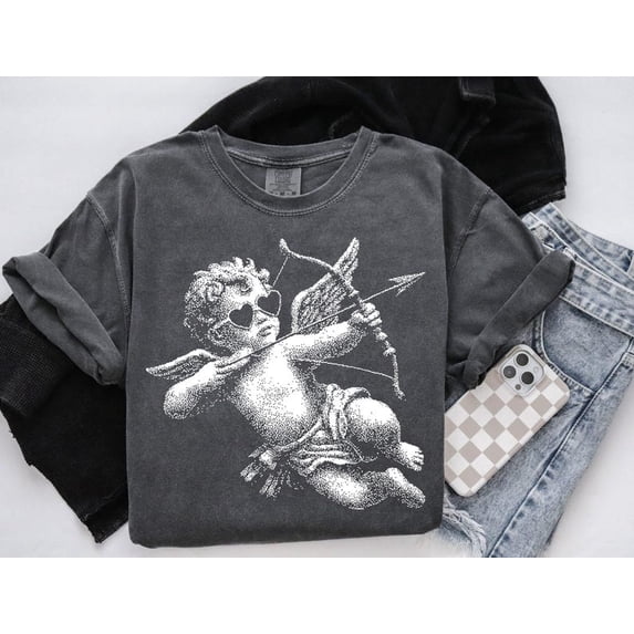 Retro Valentines Day Tee, Vintage Cupid T-shirt, Halftone Cupid Shirt, Cute Valentines, Valentines Day Gift for her