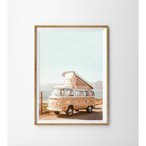 Retro Van Beach California Camper Travel Boho Porch Display, Unframed Paper Poster 8x10in