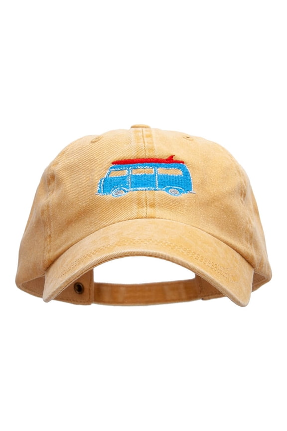 Retro Van Embroidered Unstructured Cotton Cap - Gold OSFM