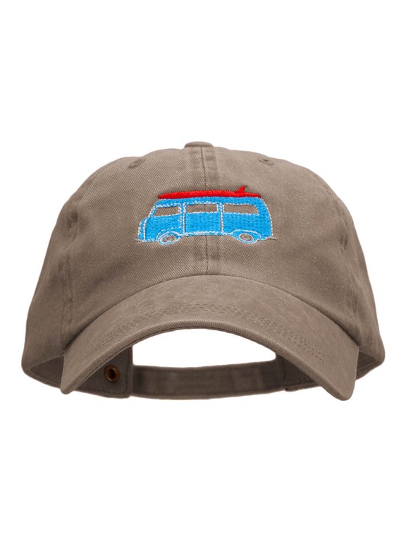 Retro Van Embroidered Unstructured Cotton Cap - Khaki OSFM