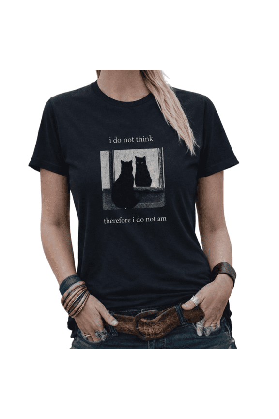 Retro Van Gogh Starry Night Cat UFO Graphic Tees Women's Funny Art Tshirt