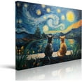 thumbnail image 1 of Retro Van Gogh Starry Night With Funny Cat Canvas Prints Wall Night Starry Pictures Paintings Poster Canvas Wall Decor for Living Room Bedroom Wall Decorations, 1 of 7