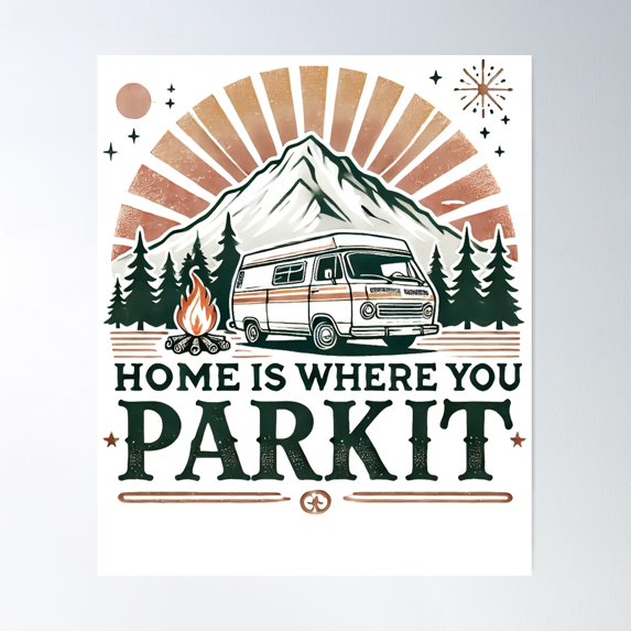 Retro Van Life Adventure Poster Wall Art, Modern Wall Decor For Living Room Bedroom, 12x18 UNFRAMED