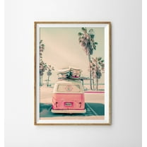 Retro Van Print Beach Print California Wall Art Retro Camper Print Travel Poster Boho Decor Surf Girls Room Pink Decor Beach Decor Wall Art, Modern Wall Decor, 8x12 UNFRAMED