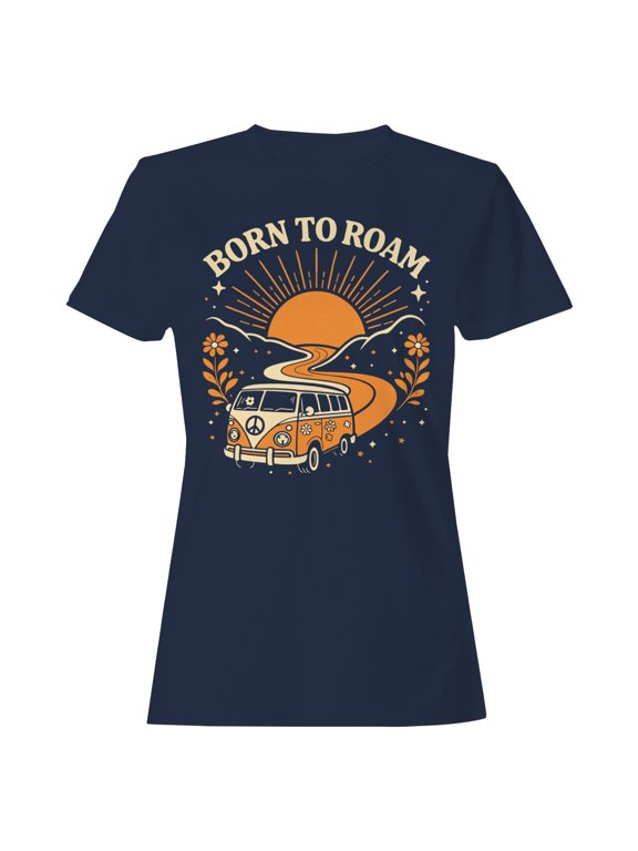 Retro Van Sunset Art Women's Navy T-shirt