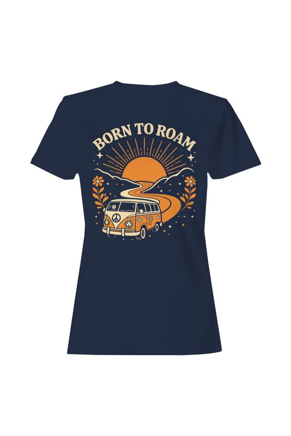 Retro Van Sunset Art Women's Navy T-shirt
