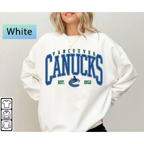Retro Vancouver Hockey Sweatshirt, Vintage Graphic Canucks Tee, Hockey Gift For Fan,White Color,Size L
