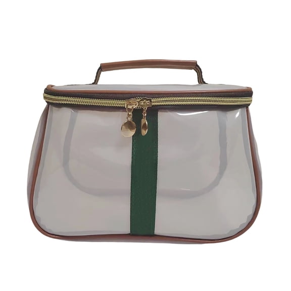 Retro Vanity Bag Large Capacity Makeup Organizer for Women Transparent Toiletry Storage Solution for Traveling and Everyday Use