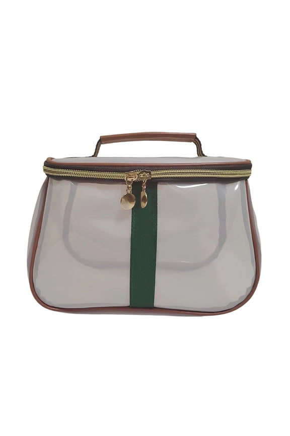 Retro Vanity Cosmetic Organizer Large Capacity Transparent Toiletry Travel Bag For Women