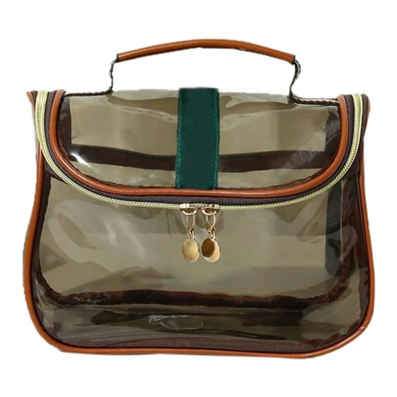 Retro Vanity Bag Large Capacity Makeup Organizer for Women - Transparent Travel Cosmetic Storage Bag for Ladies