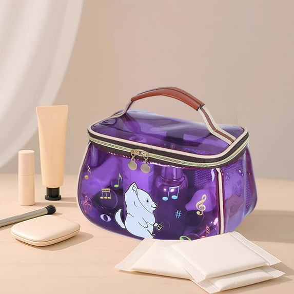 Retro Vanity Makeup Organizer Large Capacity Transparent Travel Cosmetic Bag for Women Portable Toiletry Storage Solution