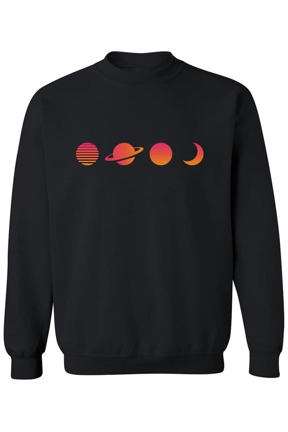Retro Vaporwave Planets Sweatshirt Men -Image by Shutterstock, Male 4X-Large