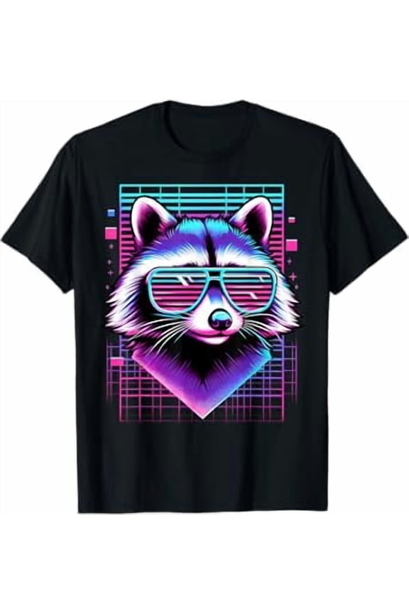 Retro Vaporwave Synthwave Raccoon T-Shirt
