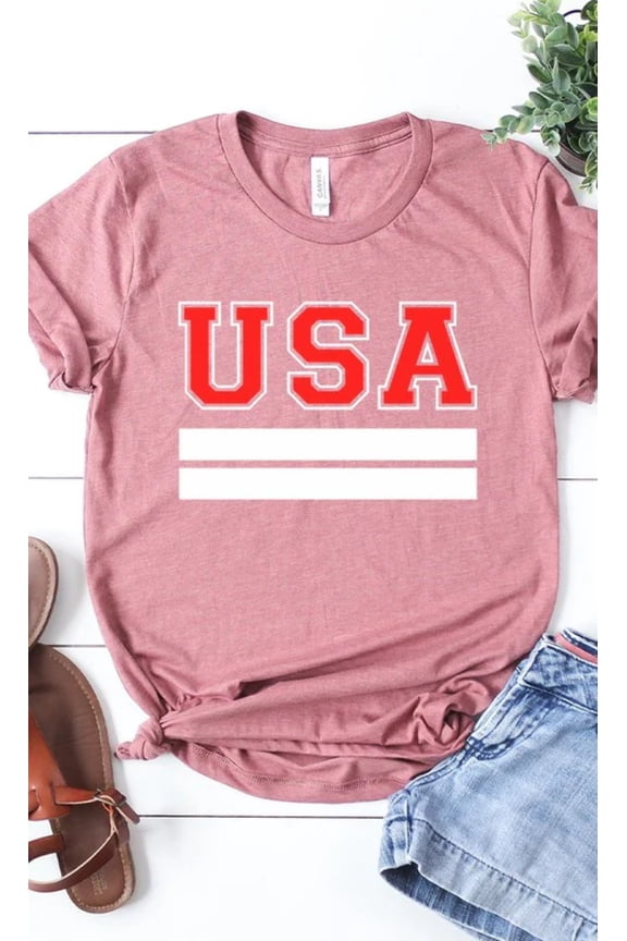Retro Varsity USA Plus Size Graphic Tee T-Shirt
