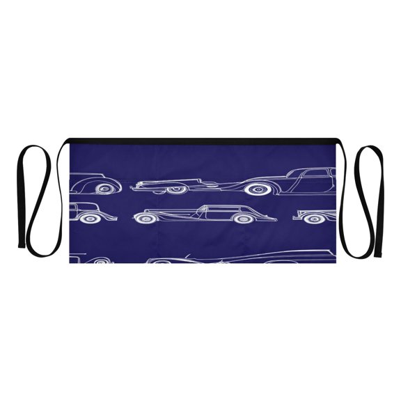 Retro Vehicles Collection Multi Pocket Short Apron Waterproof, Adjustable 96.5in Belt for various occasions