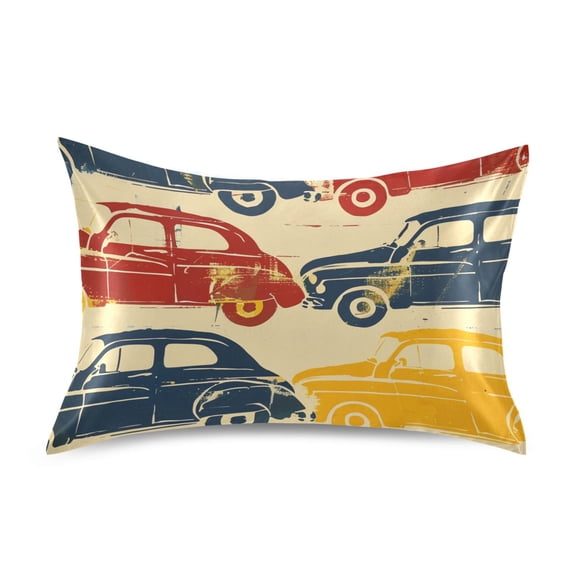 Retro Vehicles Satin Pillowcase Envelope Design Pillow Covers 1 Pack Standard Size 20" x 26"