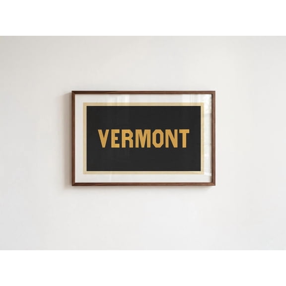 Retro Vermont Green Mountain State Travel Poster, Artistic Travel Inspired Theme For Office And Gallery Wall Decor