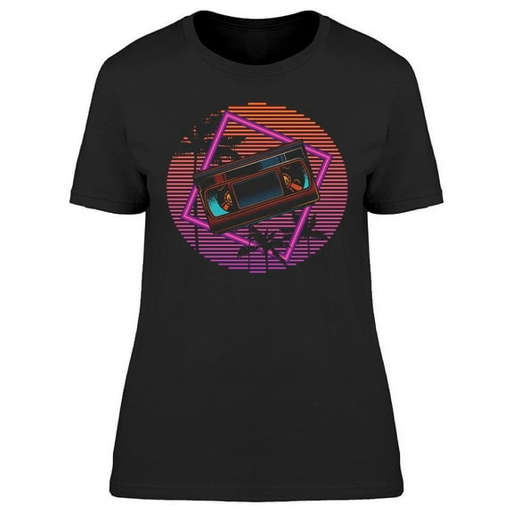 Retro Vhs Sunset Design T-Shirt Women -Image by Shutterstock, Female Large