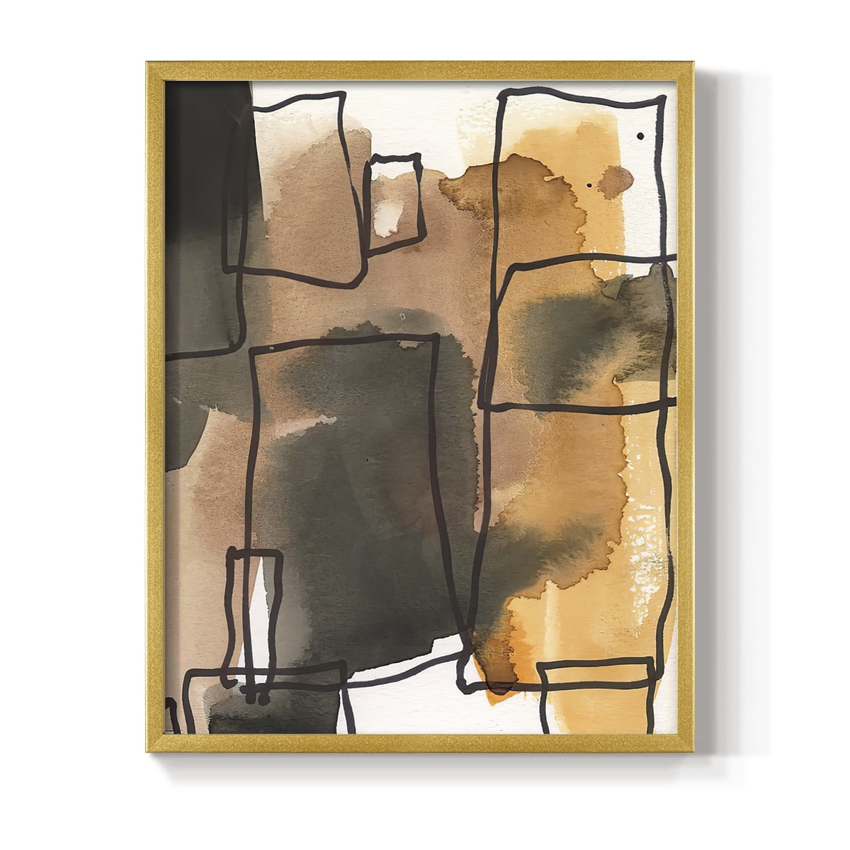 Retro Vibe I in Gold Solid Wood 11 x 14 Framed Print
