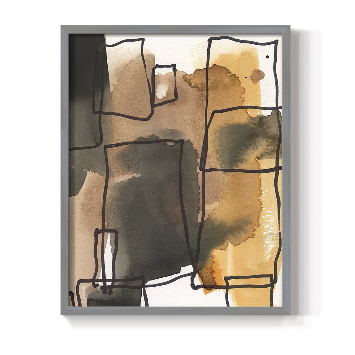 Retro Vibe I in Gray Solid Wood 22 x 28 Framed Print