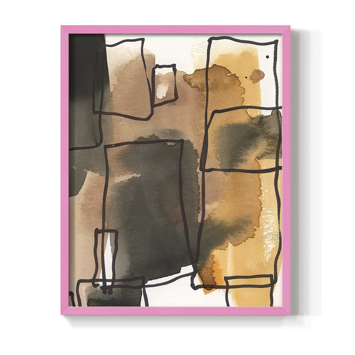Retro Vibe I in Pink Solid Wood 11 x 14 Framed Print