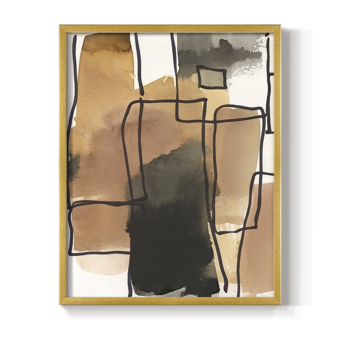 Retro Vibe II in Gold Solid Wood 16 x 20 Framed Print