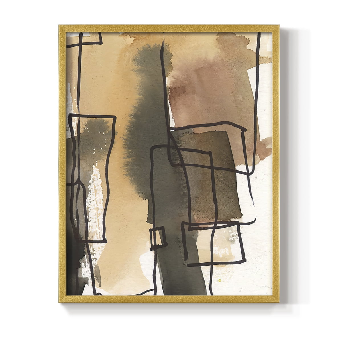 Retro Vibe III in Gold Solid Wood 16 x 20 Framed Print