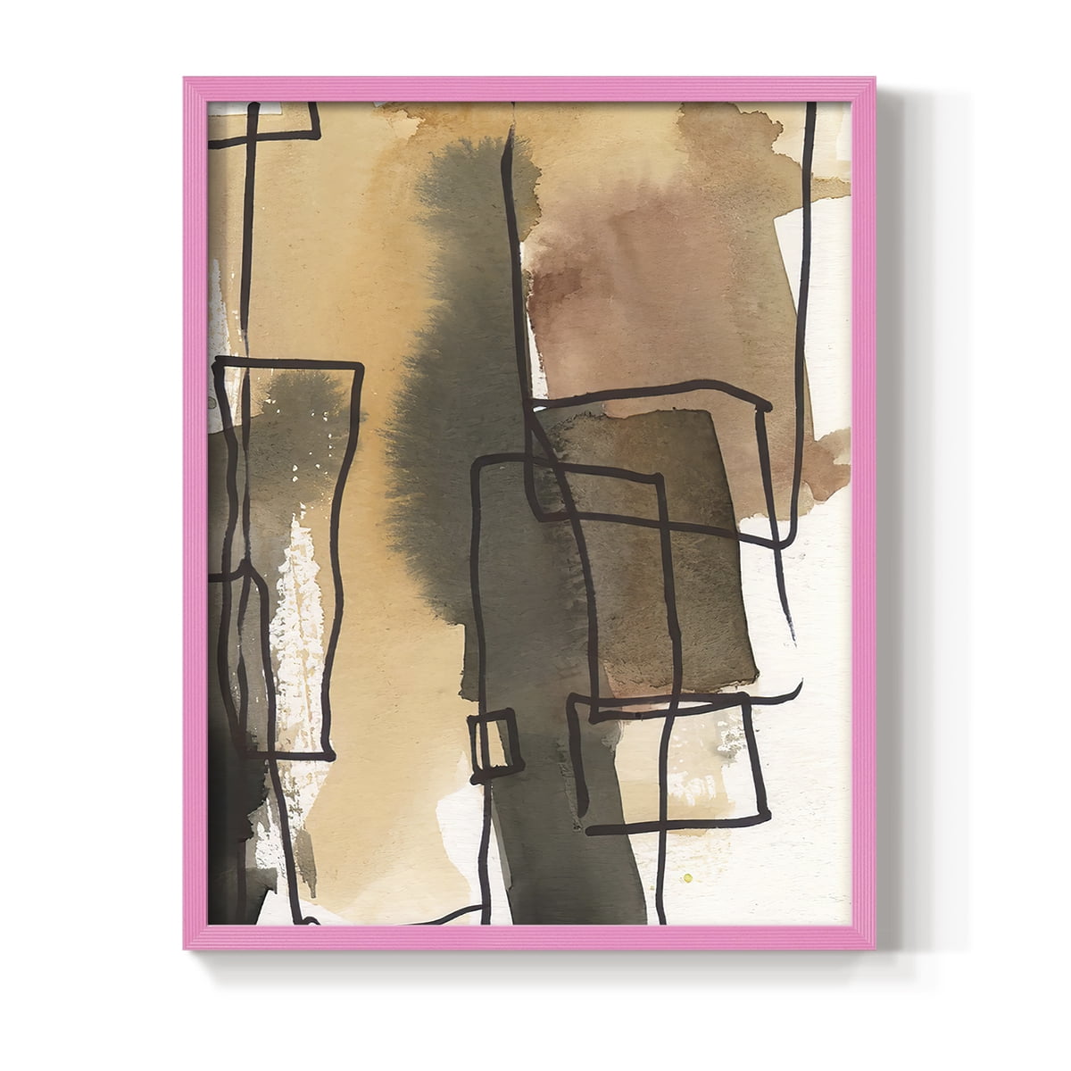 Retro Vibe III in Pink Solid Wood 11 x 14 Framed Print