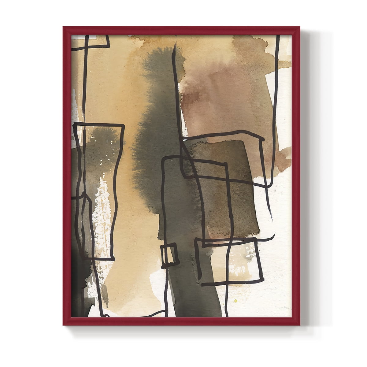 Retro Vibe III in Red Solid Wood 8 x 10 Framed Print