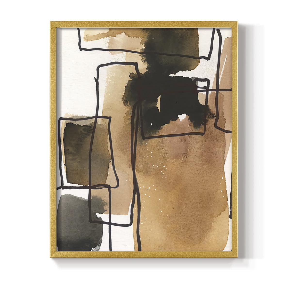 Retro Vibe IV in Gold Solid Wood 11 x 14 Framed Print