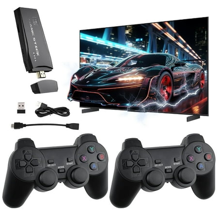 ETEPEHI Game TV Stick 4K Pro Game Stick - Dual 2.4G Wireless Controller 4K Classic Games, Black