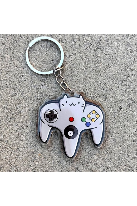 Retro Video Game Controller Cat Keychain |Cute Acrylic Keychain | gamer keychain | retro gaming Keychain | cute cat keychain | nerd keychain