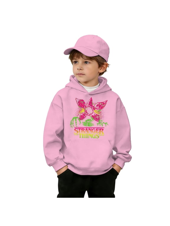 Retro Video Game Demogorgon Graphic Youth Boys Hooded Sweatshirt, Pullover Casual Soft Jacket, Unisex, Comfortable
