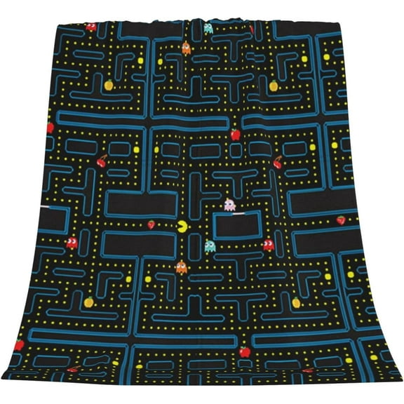 Retro Video Game Pattern Fleece Throw Blanket for Couch Chair Bed Women Men - Lightweight Plush Fuzzy Cozy Soft Blankets and Throws for Sofa Travel Camping, 50x40 inches