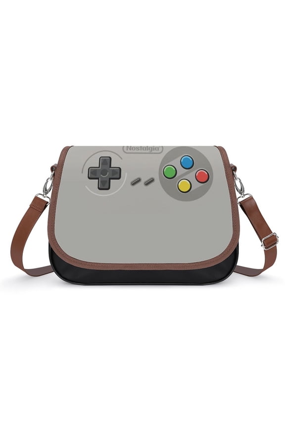 Retro Video Game Turbo Controller Vintage Crossbody Bag for Women Medium Leather Hobo Bags Shoulder Bag Classic City Leather Satchels