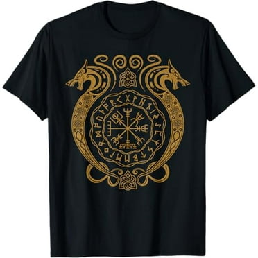 Retro Viking Runes Symbols Norse Compass Valhalla Mythology T-Shirt
