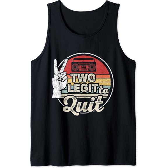 Retro Vintage 2Nd Birthday Hip Hop Theme Two Legit To Quit Tank Top Size S-3XL