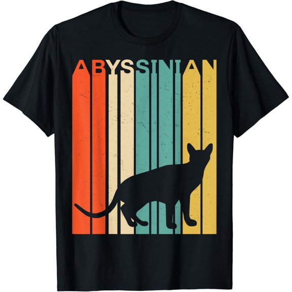 Retro Vintage Abyssinian Cat Silhouette Abyssinian Cat Lover T-Shirt mens t shirt，black，women，funny，misfits，men，journey，t-shirt