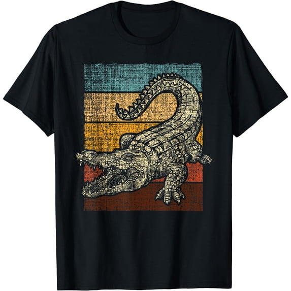 Retro Vintage Alligator Gator Crocodile Zoo Animal Lover T-Shirt Black 2X-Large