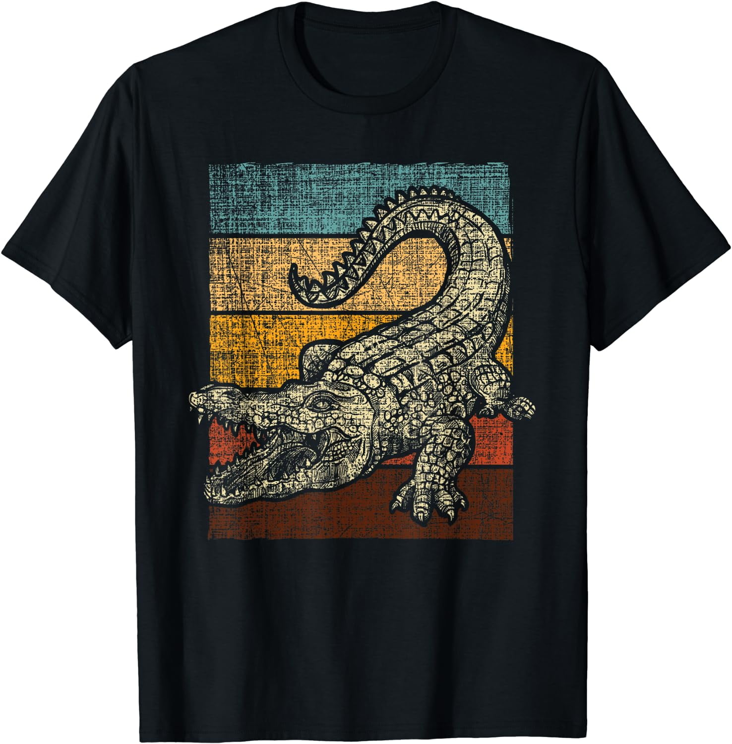 Retro Vintage Alligator Gator Crocodile Zoo Animal Lover T-Shirt Black ...