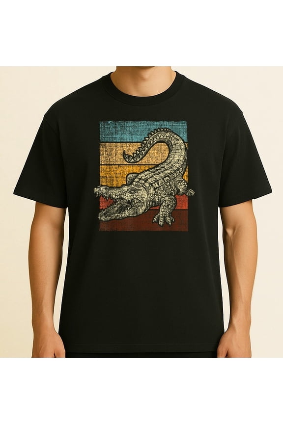 Retro Vintage Alligator Gator Crocodile Zoo Animal Lover T-Shirt Size S-4XL
