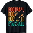 thumbnail image 1 of Retro Vintage American Football Season Party Footballer Short Sleeve T-Shirt Black Casual Tee Gift, 1 of 5