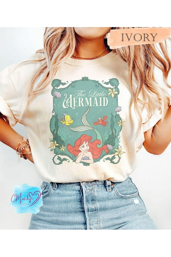 Retro Vintage Ariel The Little Mermaid Shirt, Ariel Mermaid Shirt, Vintage Retro Ariel Shirt, Ariel Flounder Shirt, Disney Princess Shirt