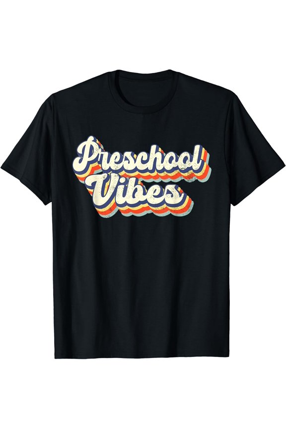 Retro Vintage Back To School Teacher Student Preschool Vibes T-Shirt Black Small