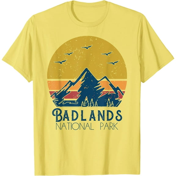 Retro Vintage Badlands National Park South Dakota Gift Unisex T-Shirt for Men Women Kids Toddler,Cornsilk Color,Size 2XL