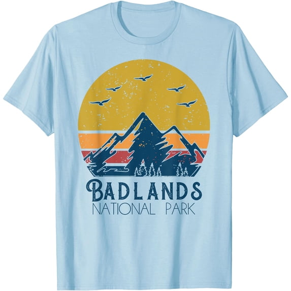 Retro Vintage Badlands National Park South Dakota Gift Unisex T-Shirt for Men Women Kids Toddler,Light Blue Color,Size YXL