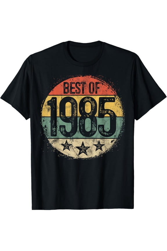 Retro Vintage Best of 1985 Birthday T-Shirt Classic 80s Style Distressed Graphic Tee for Men Women