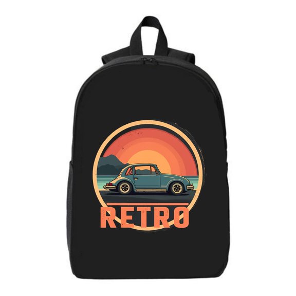 Retro Vintage Car Laptop Backpack for College & Travel - Fits 15" Laptop & iPad Mountain Sunset Design Perfect for Men & Women